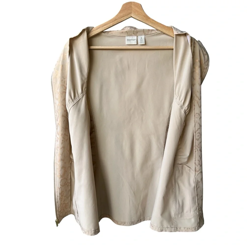 Chico’s Vest Jacket Rosegold Leopard Animal Print Sleeveless Zip Up Preppy 3 XL - Picture 3 of 6